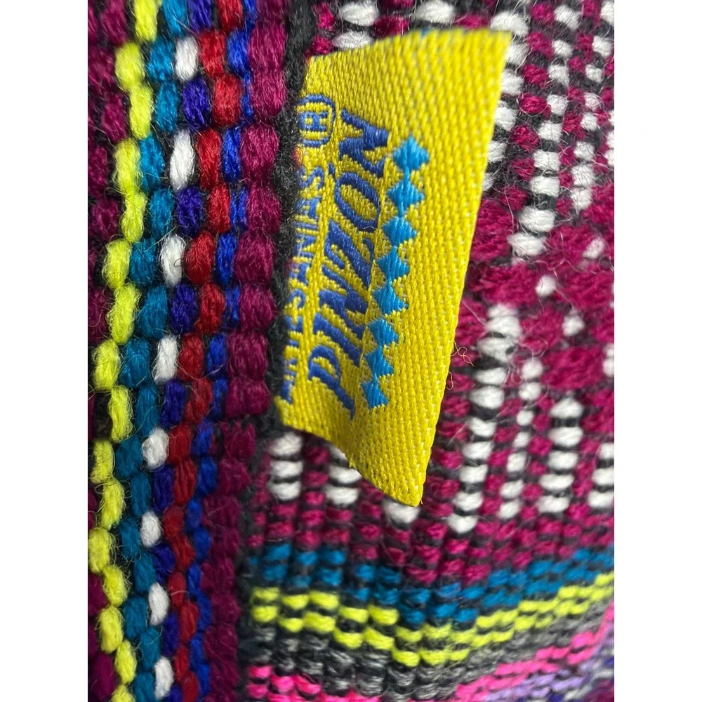 Artesanias Pinzon Woven Backpack Multi Color Striped Boho Bag Made in Mexico